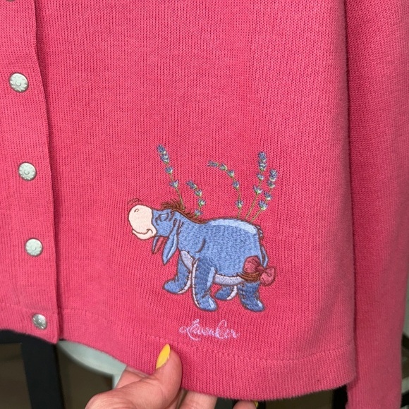 Vintage 1990s Disney Store eeyore Sweater Cardigan Winnie the Pooh embroidered - Picture 4 of 6